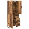 vidaXL Hoge kast met lade Oudhout 69,5 x 34 x 180 cm Bewerkt hout