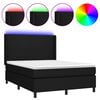 vidaXL Boxspring met matras en LED stof zwart 140x200 cm