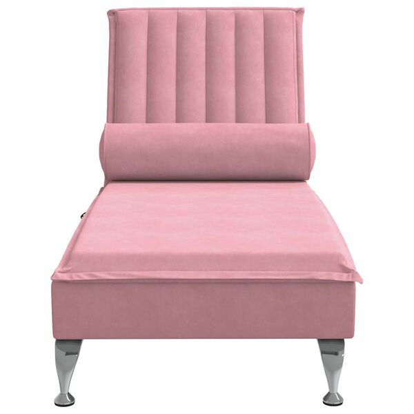 vidaXL Massage chaise longue met bolster fluweel roze