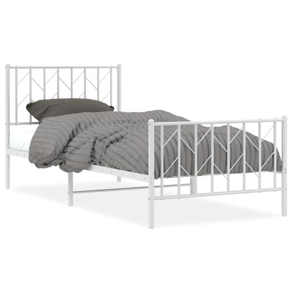 vidaXL Bedframe met hoofd- en voeteneinde&nbsp;metaal wit 90x200 cm
