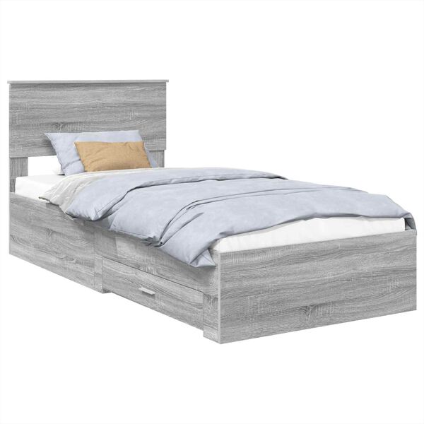vidaXL Bedframe met hoofdeinde Grijs Sonoma 90 x 190 cm Bewerkt hout