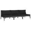 vidaXL Tuinbanken 3 st met kussens halfrond poly rattan