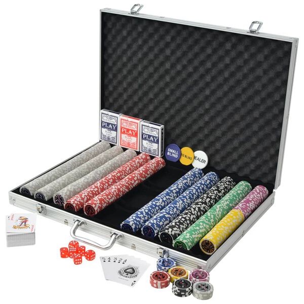vidaXL Pokerset met 1000 laser chips aluminium
