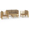 vidaXL 5-delige Loungeset met kussens bamboe taupe