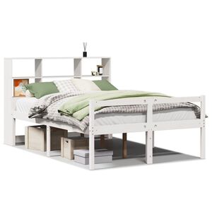vidaXL Bed met boekenkast zonder matras grenenhout wit 120x190 cm
