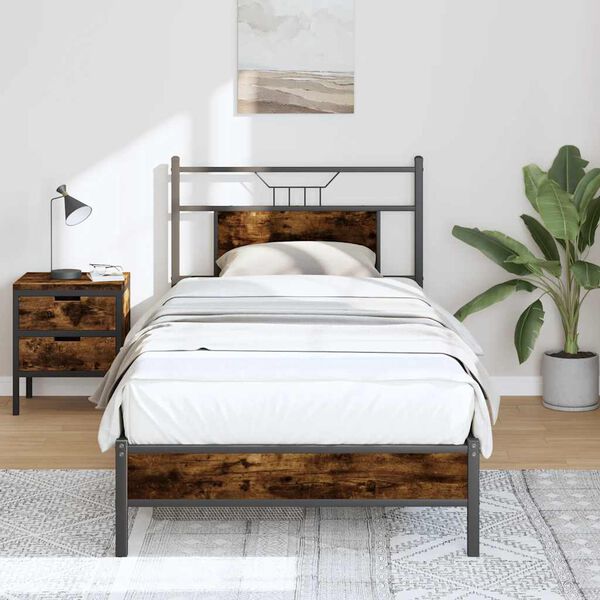 vidaXL Bedframe zonder matras hout gerookt eikenkleurig 80x200 cm