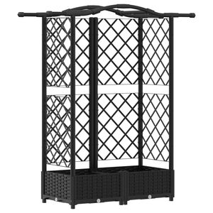 vidaXL Verhoogd Bed met Trellis en Dak Zwart 124 x 40 x 126 cm PP