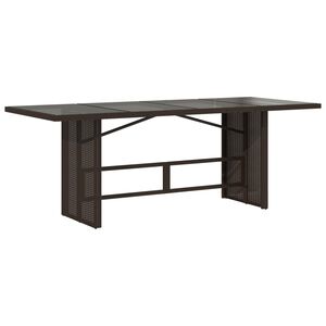 vidaXL Tuintafel met glazen blad 190x80x74 cm poly rattan bruin