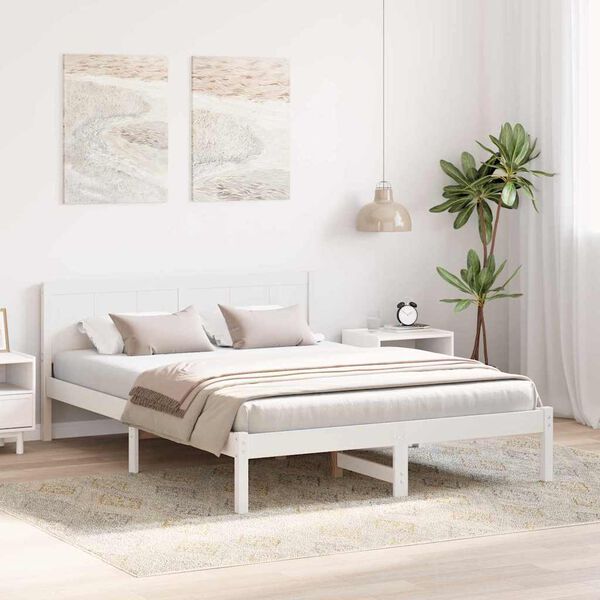 vidaXL Bedframe Wit 140 x 200 cm Massief grenenhout