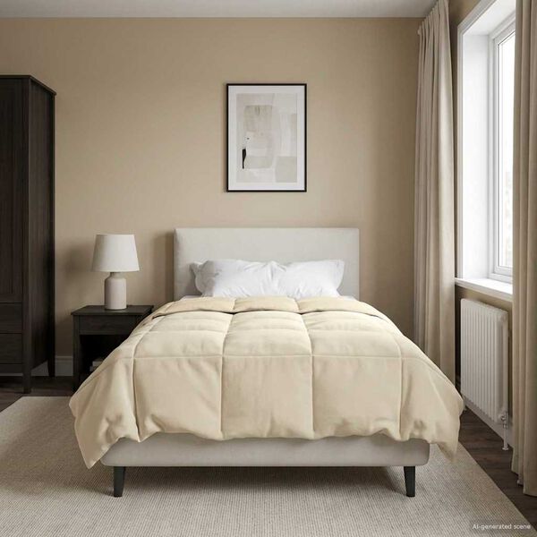 vidaXL Winter Dekbed Gekwilt Cr&egrave;me 140 x 200 cm Microfiber