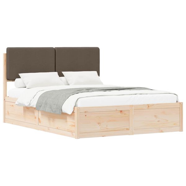 vidaXL Bedframe met Gevoerd Hoofdgedeelte Taupe 140 x 200 cm