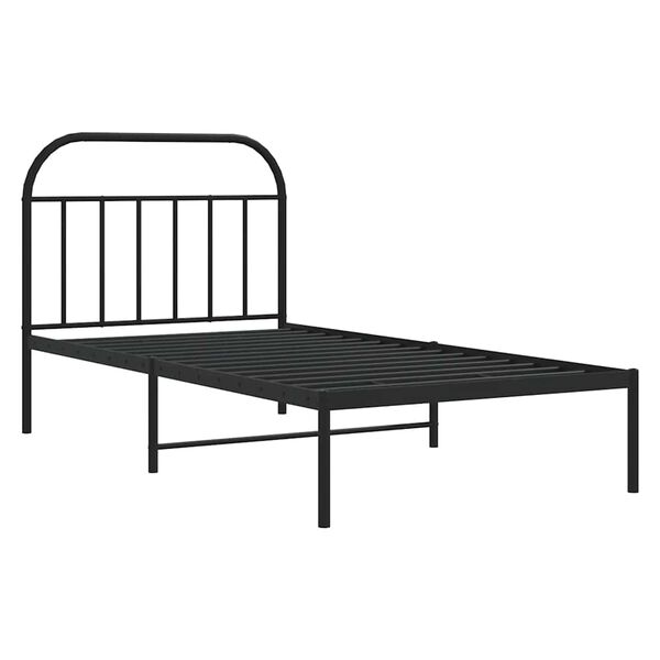 vidaXL Bedframe met hoofdbord metaal zwart 100x190 cm