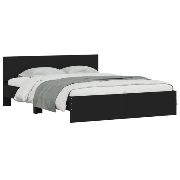 vidaXL Bedframe met hoofdeinde zwart 140x200 cm