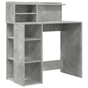 vidaXL Bureau met plank Beton Grijs 90 x 48 x 101,5 cm Bewerkt hout