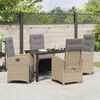 vidaXL Tuin eettafelset met kussen 5 pcs Beige poly rattan