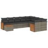 vidaXL 10-delige Loungeset met kussens poly rattan grijs