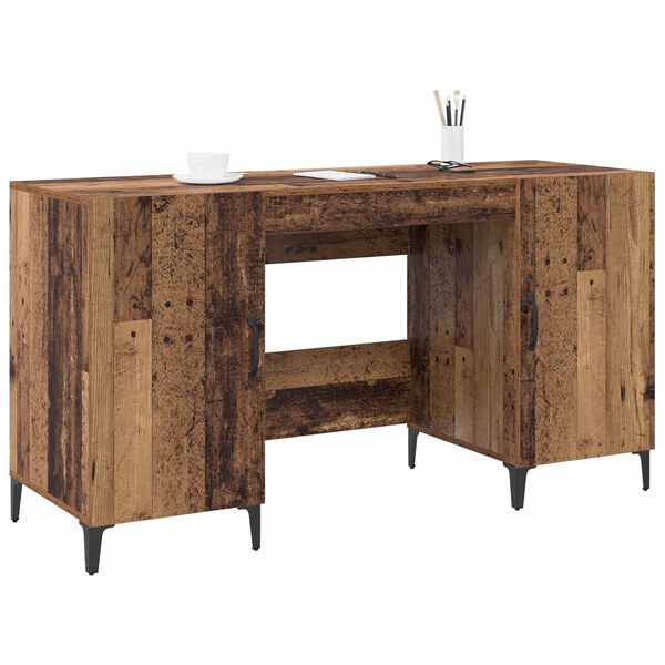 vidaXL Bureau met opslag Oudhout 140 x 50 x 75 cm Bewerkt hout