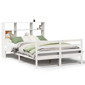 vidaXL Bed met boekenkast zonder matras grenenhout wit 120x190 cm