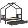 vidaXL Kinderbedframe met lade grenenhout donkergrijs 80x160 cm