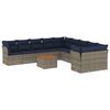 vidaXL 11-delige Loungeset met kussens poly rattan grijs