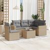 vidaXL 6-delige Loungeset met kussens poly rattan beige