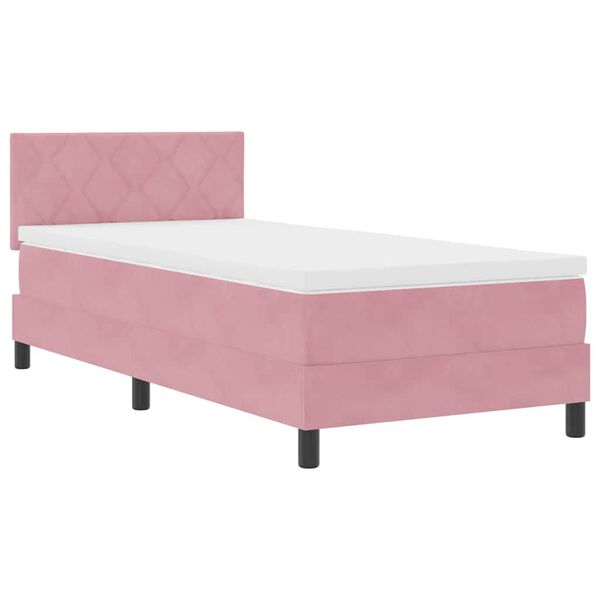 vidaXL LED Box Spring Bed met matras met LED Roze 90 x 200 cm Fluweel