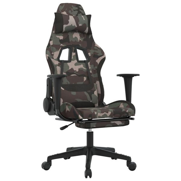 vidaXL Gamestoel draaibaar met voetensteun stof zwart en camouflage