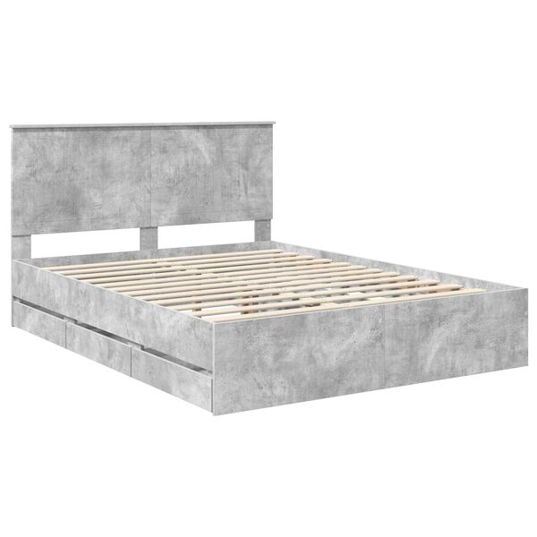 vidaXL Bedframe met lade Beton Grijs 150 x 200 cm Ingenieurshout