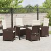 vidaXL Tuin eettafelset met kussen 5 pcs Bruin poly rattan