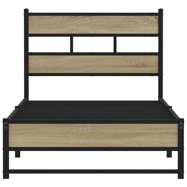 vidaXL Bedframe zonder matras metaal sonoma eikenkleurig 90x190 cm