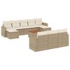 vidaXL 11-delige Tuinset met kussens poly rattan beige