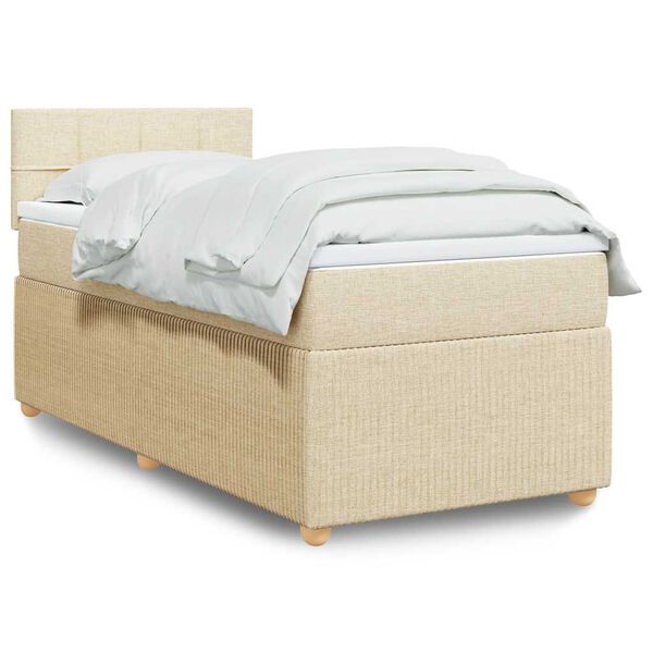 vidaXL Boxspring met matras stof cr&egrave;mekleurig 80x200 cm