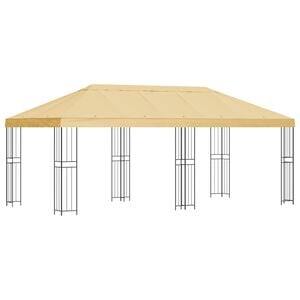 vidaXL Paviljoen met zijwanden 6 x 3 m Cr&egrave;mekleurig Polyester en staal