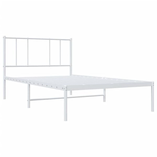 vidaXL Bedframe met hoofdbord metaal wit 90x200 cm
