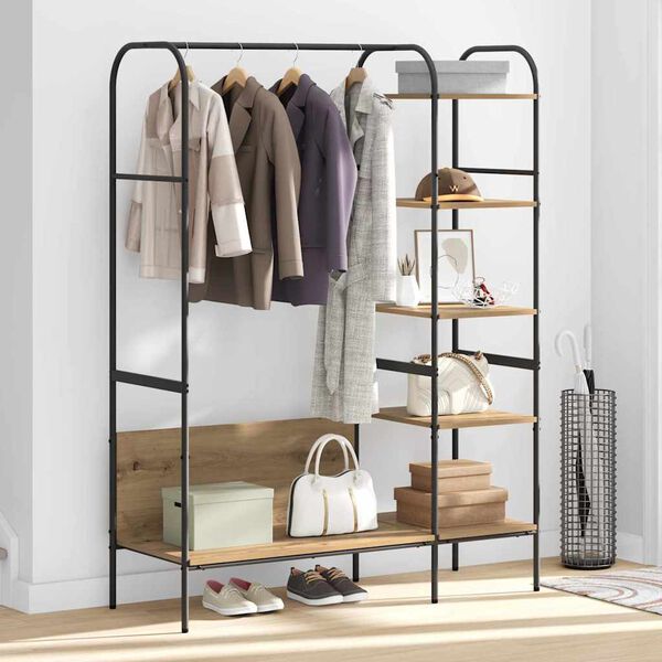 vidaXL Kledingrek met plank Beige 120 x 44 x 160 cm Bewerkt hout