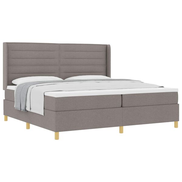 vidaXL Boxspringbed met matras met hoofdeinde Taupe 200 x 200 cm Stof
