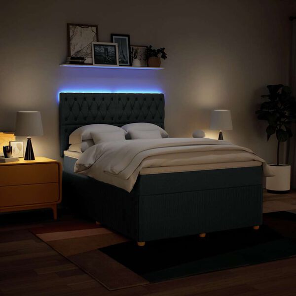 vidaXL Boxspring met matras stof blauw 160x200 cm
