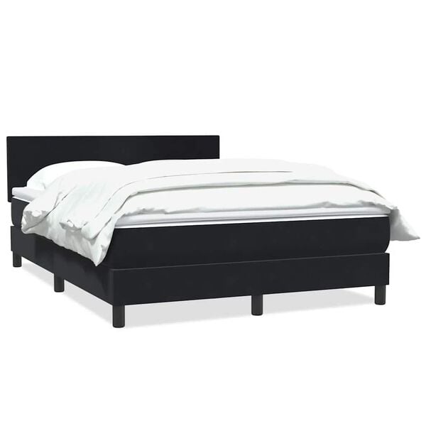 vidaXL Boxspring met matras fluweel zwart 160x210 cm