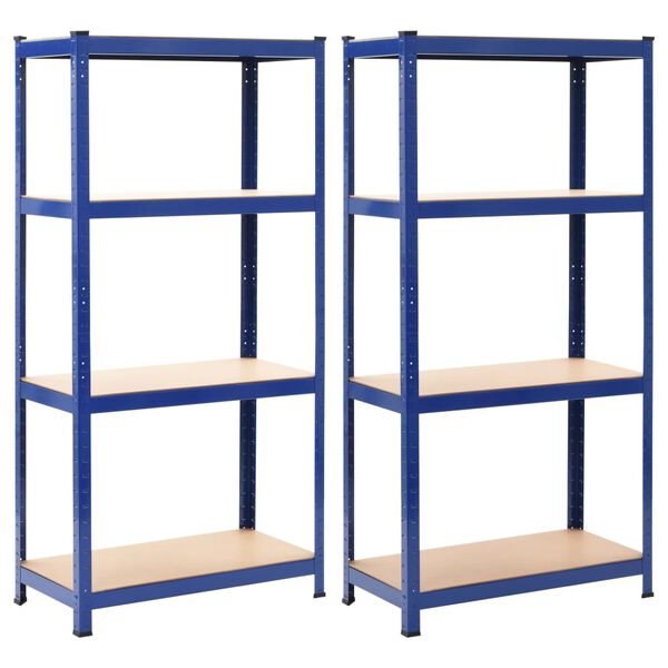 vidaXL Opbergrekken 2 st 80x40x160 cm staal en MDF blauw