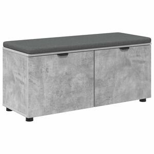 vidaXL Halbank met kussen met plank Beton Grijs 100 x 38 x 46 cm