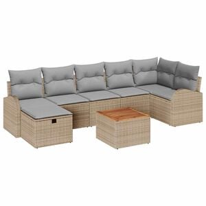 vidaXL Tuinbankenset met kussen met opslag 8 pcs Beige poly rattan