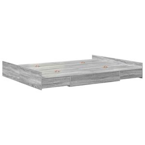 vidaXL Opbergbedframe met lade Grijs Sonoma 160 x 200 cm Bewerkt hout