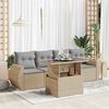 vidaXL 5-delige Loungeset met kussens poly rattan beige