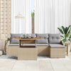 vidaXL Tuin Sofa Set met opslag 6 pcs Beige Poly riet