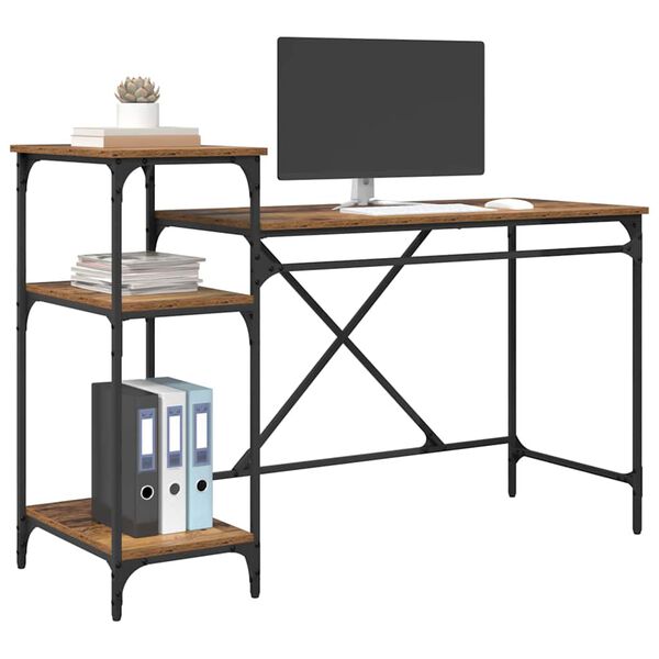 vidaXL Bureau Oud Hout 135 x 50 x 90 cm Bewerkt hout