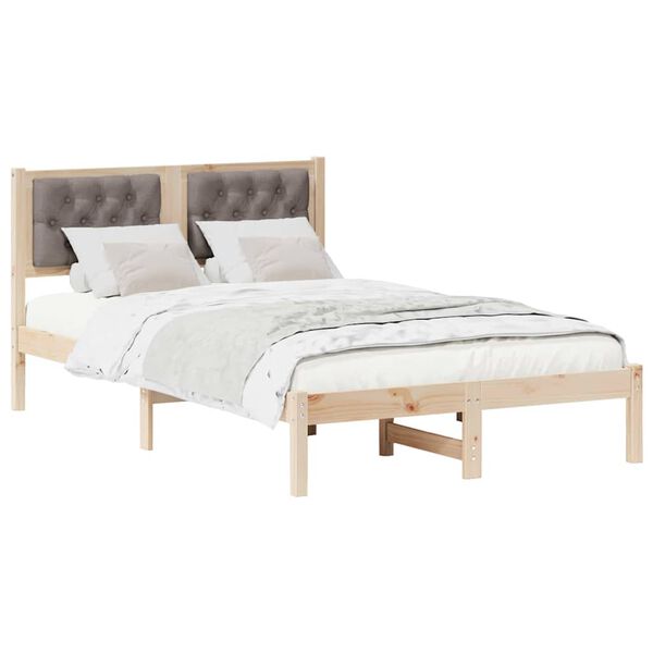 vidaXL Bedframe met hoofdeinde Taupe 120 x 190 cm Massief grenenhout