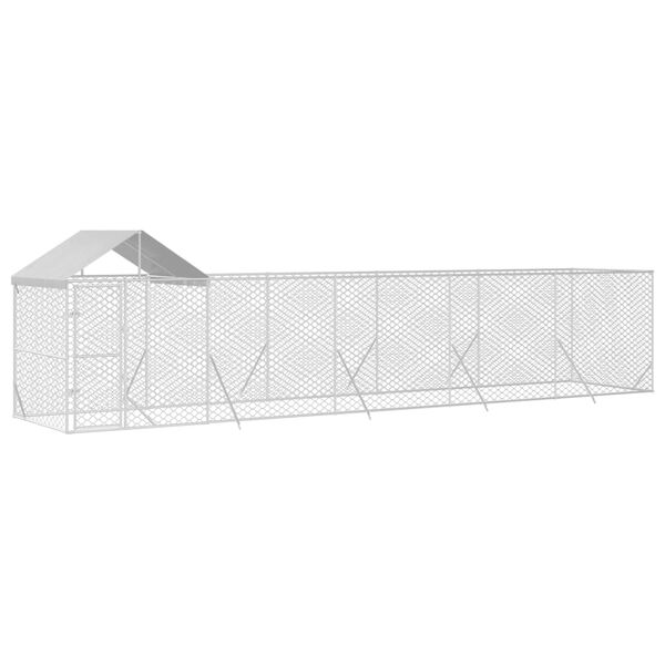 vidaXL Hondenkennel met dak 10x2x2,5 m gegalvaniseerd staal zilver