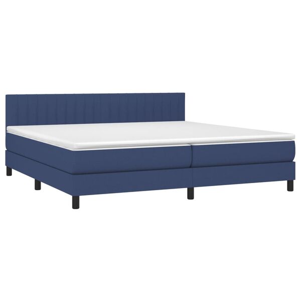 vidaXL Boxspring met matras stof blauw 200x200 cm