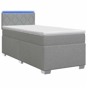 vidaXL Boxspring Bed met Matras en LED Lichtgrijs 80 x 200 cm Stof