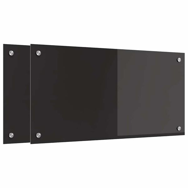 vidaXL Keuken Achterwand 2 pcs Zwart 80 x 40 cm gehard glas